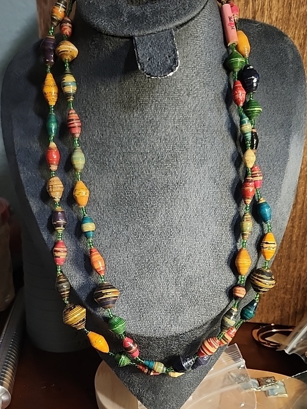 Handcrafted Multi-Color Paper Bead Necklace - Unbranded
